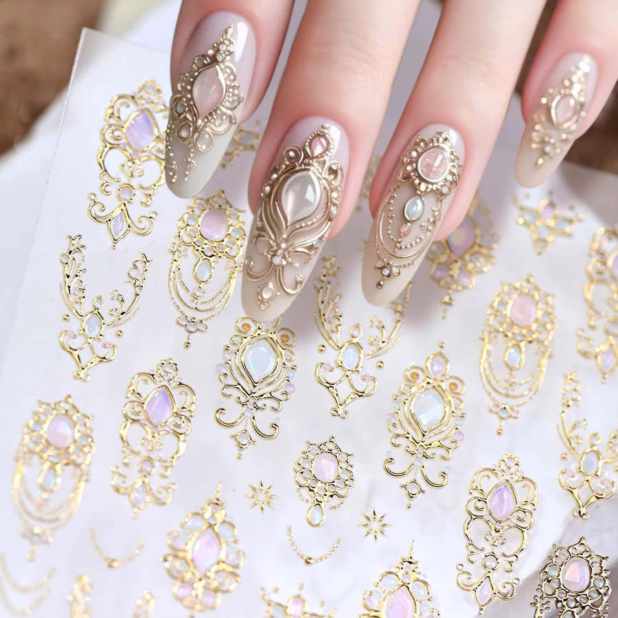 MAFANAILS Nagelaufkleber, Gold, Barock Rahmen, Krone, Zepter - Bild 2