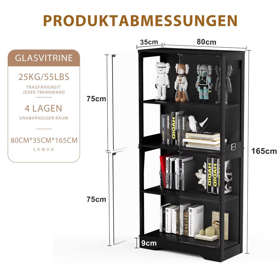 Comanlai Glasvitrine in Weiß mit LED-Beleuchtung und intelligenten Sensoren - Bild 4