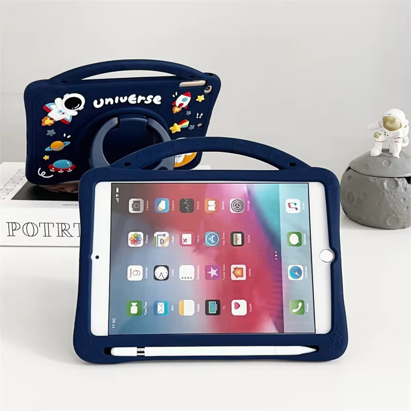 3D Cartoon Silikon Schutzhülle für Xiaomi Redmi Pad SE 11 Zoll 2023 MiPad 6/6Pro 5/5Pro mit rotierendem Stand in Blau - Bild 2
