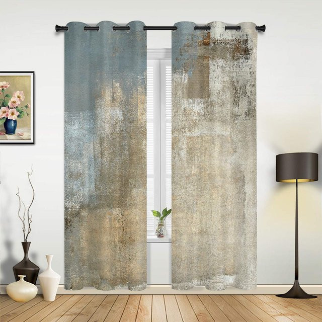 Moderne Vorhänge mit abstraktem blauem Textur-Design von Household supplies MH, halbtransparent, Breite: 135 cm, Höhe: 60 cm - Bild 1