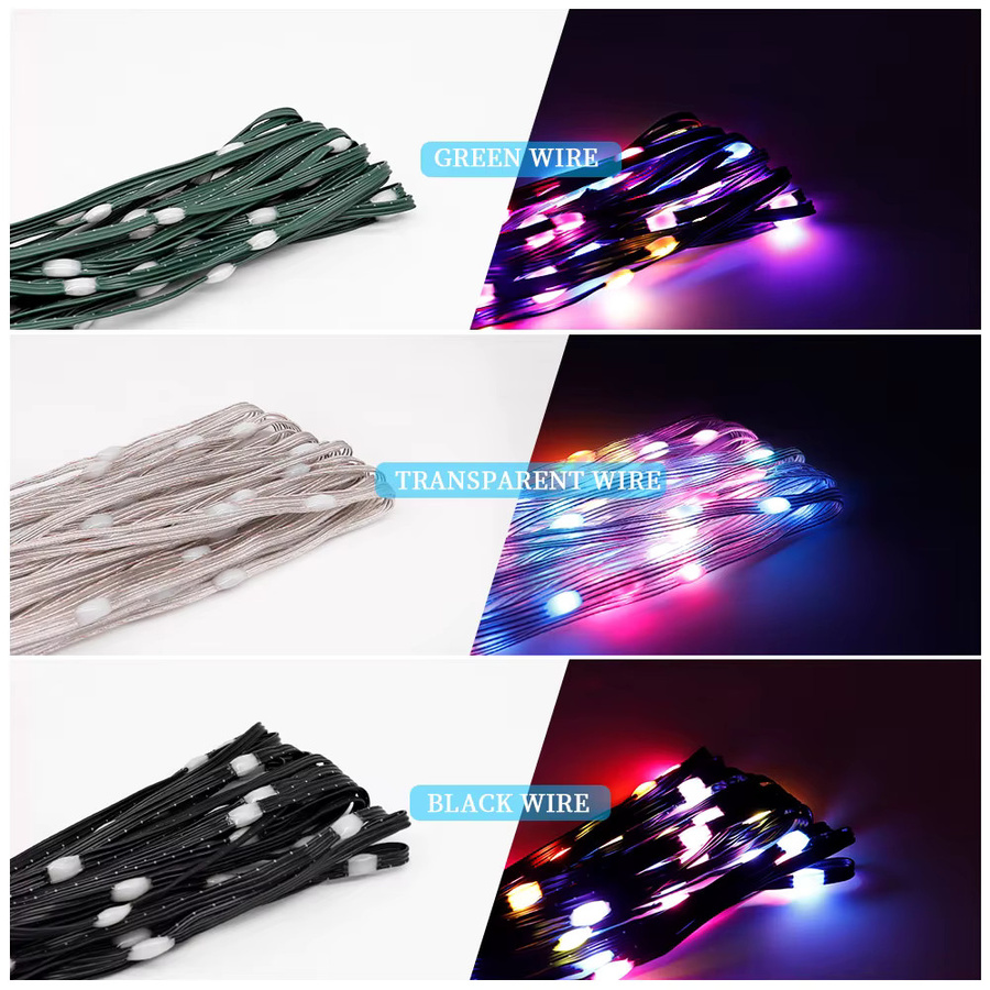 TNALANT WS2812B RGBIC LED Lichterkette mit USB Controller, adressierbare Dekoration in Grün, Schwarz und Transparent für Hochzeit und Weihnachten - Bild 3
