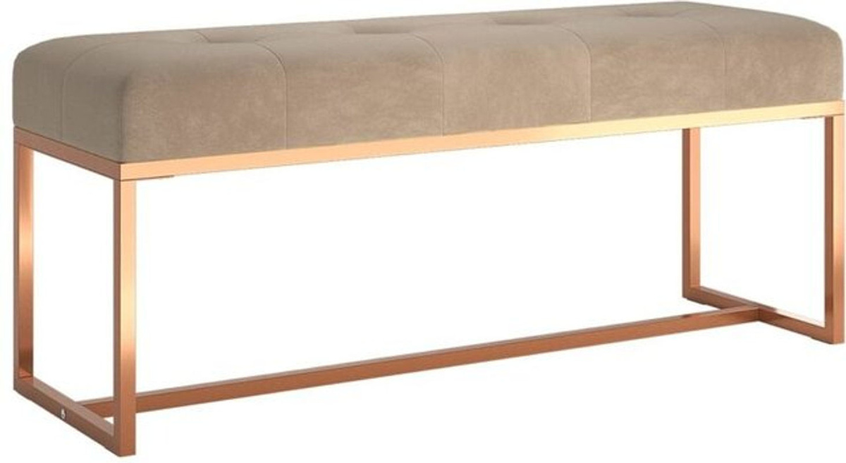 Vidaxl Sitzbank aus Samt und Metall in Beige, Modern, B/T/H: 110 x 36 x 45 cm - Bild 1