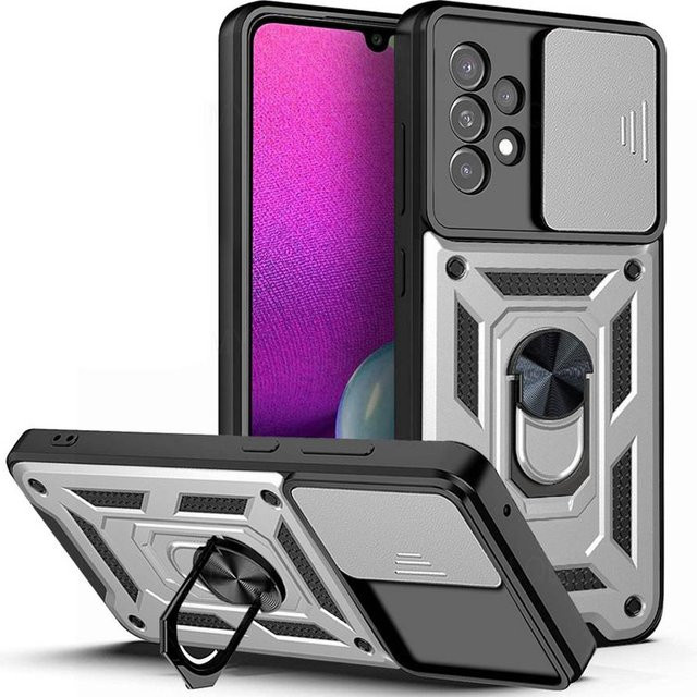 Stoßfeste Rüstungsschutz Hülle mit Kamera-Schutz für Samsung Galaxy A16 5G in Schwarz - Bild 1