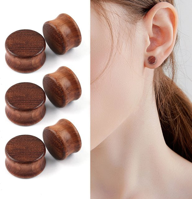 MODRSA Ohrstecker Holz, rotbraun, Unisex, Vintage - Bild 1