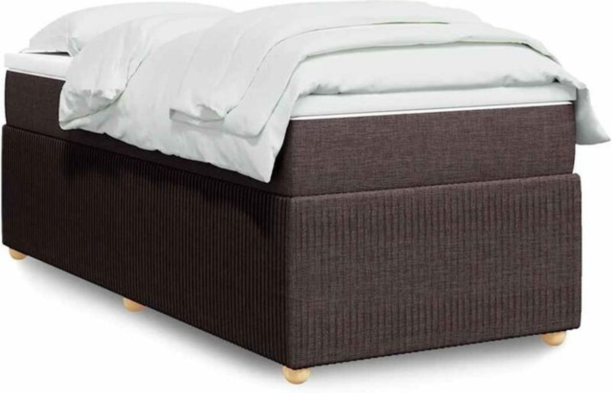 vidaxl Boxspringbett mit Matratze in Braun aus Stoff und Holzwerkstoff B/T/H: 90 x 190 x 46 cm - Bild 1
