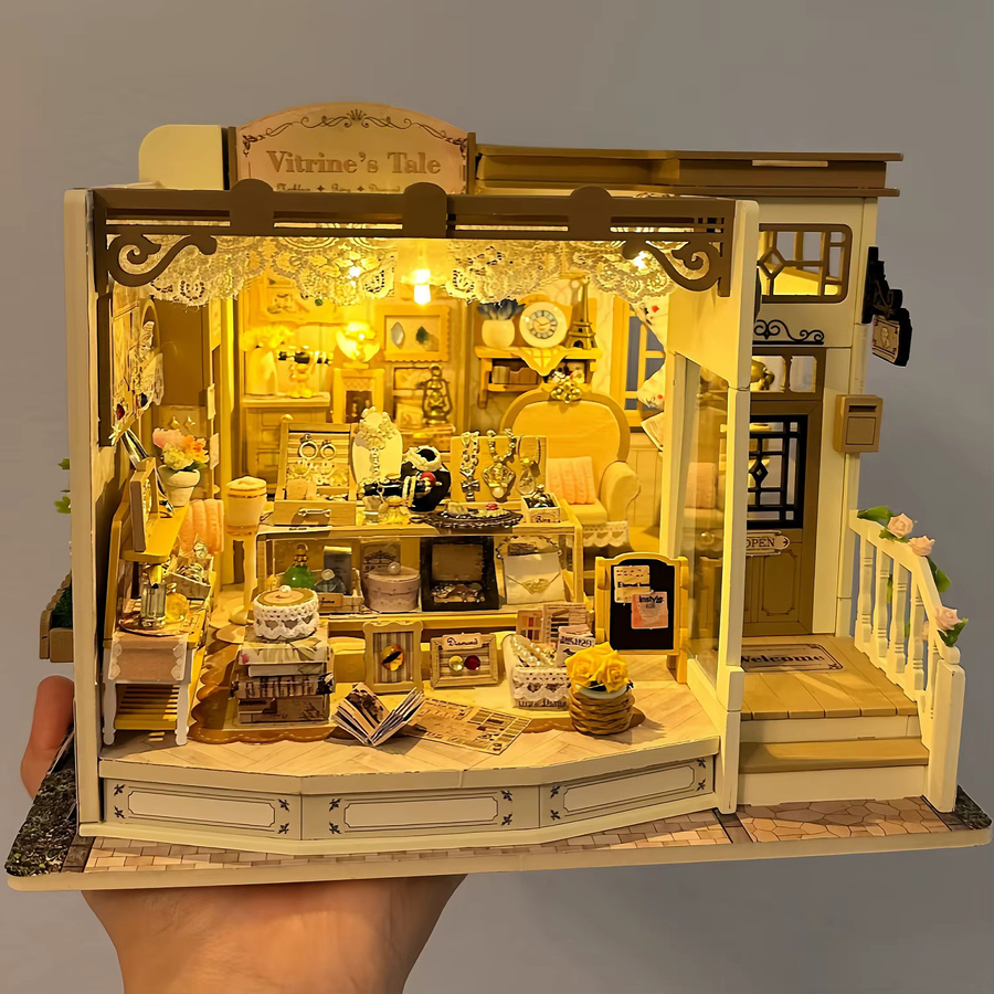 Vitrine's Tale Holz-DIY-Puppenhaus-Set, Schmuck-Boutique Miniatur-Set, Holz, ab 14 Jahren - Bild 2