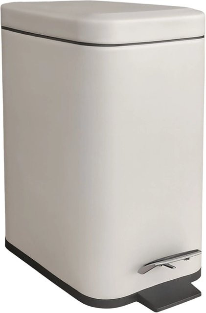 Relaxdays Tretmülleimer aus Metall in Beige mit Softclose, B: 29,5 cm, T: 26 cm, H: 14 cm - Bild 1