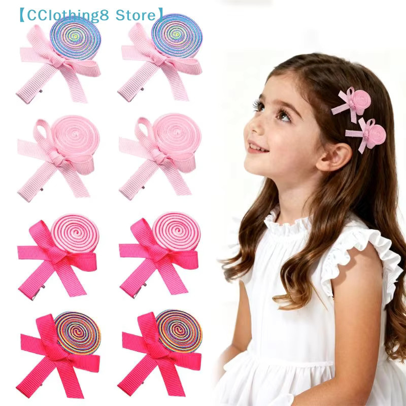 2 Stück Lollipop-Haarspangen mit Schleife und Bonbon-Motiv, Kinder - Bild 2