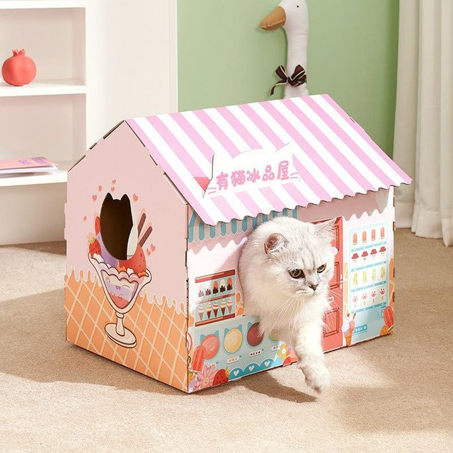Pet Products My Katzennest Katzenkratzbrett mit integriertem Sofa und Spielzeug, mehrfarbig, B/T/H: 46,0 x 33,0 x 40,0 cm - Bild 1