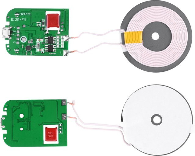 Gaqqee Universelles kabelloses Schnellladegerät PCBA DIY Sender Modul mit Spulen Platine in Grün mit Micro-USB Anschluss - Bild 1
