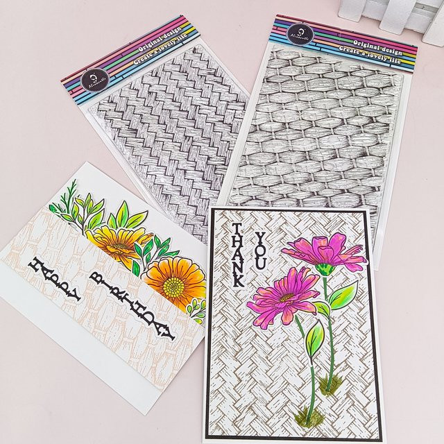 Alinacutle Set aus 2 transparenten Silikonstempeln mit Textur für Scrapbooking und Handwerk - Bild 1