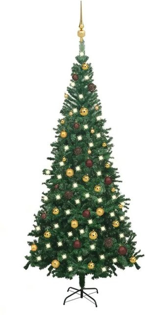 vidaXL Künstlicher Weihnachtsbaum mit LEDs und Kugeln in Grün, Gold und Bronze, Höhe: 240 cm - Bild 1