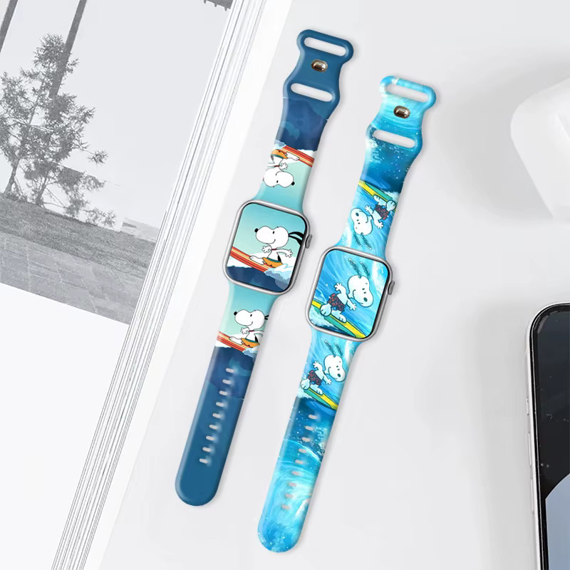 Potdemiel Beach Snoopy Silikonarmband für Apple Watch 11 10 9 kompatibel mit 46 mm, 44 mm, 42 mm, 41 mm - Bild 3