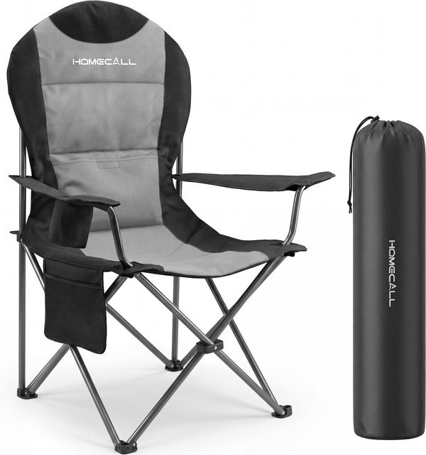 Homecall Campingstuhl Hochlehner mit Lendenwirbelstütze und Polsterung, Klappstuhl in Schwarz, Höhe: 110 cm - Bild 1