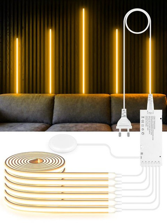 Lcamaw 24 V COB-LED-Streifen in Weiß mit Touch-Schalter, dimmbar, selbstklebend und schneidbar für Schrank- und Möbelbeleuchtung
