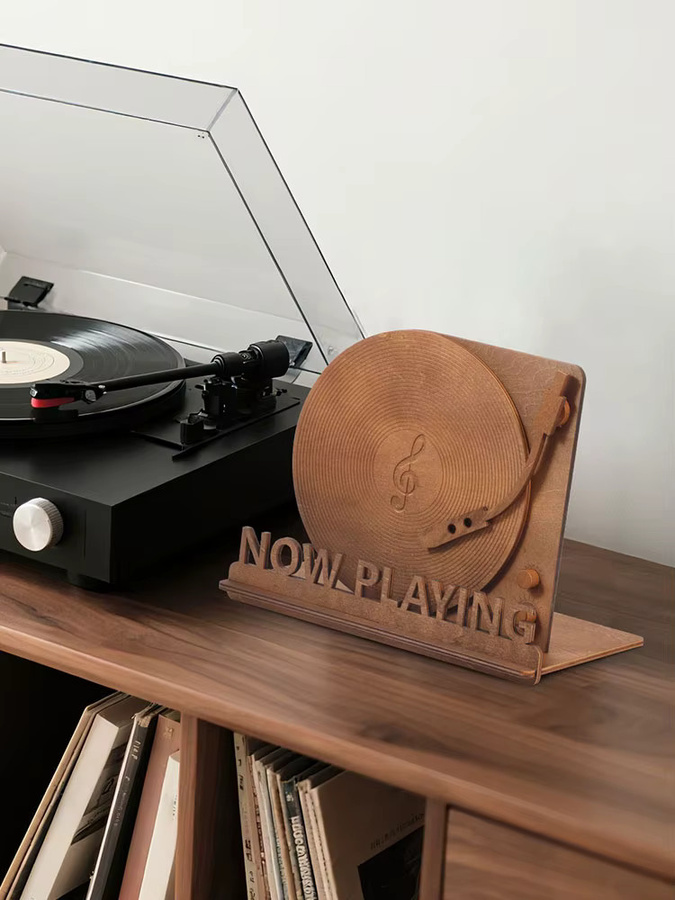 Willstar Retro-Schallplattenständer aus Holz in Braun für Vinyl-Platten - Bild 7