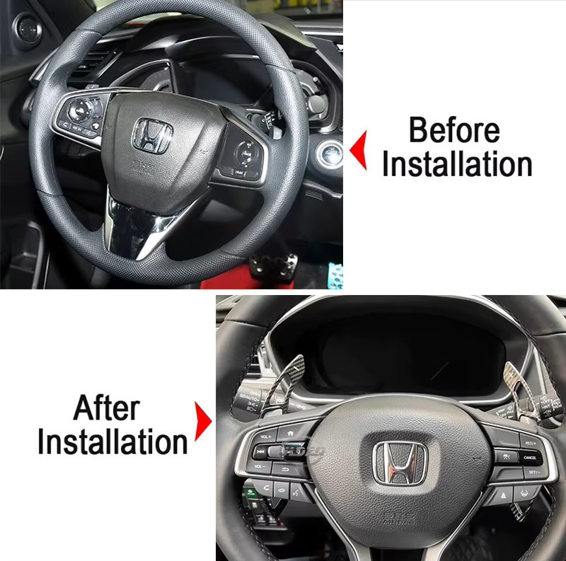2er-Set Auto Sport Lenkrad Schaltwippen aus Carbon Faser für Honda Civic G10, Accord X, CR-V und Odyssey, Farbe: Schwarz - Bild 2