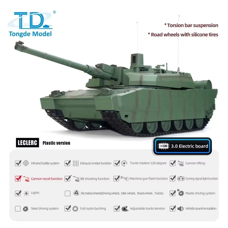 Tongde H2408 Leclerc Panzer, RC Panzer, 1:16, ferngesteuert, mit Infrarot und BB Shooting - Bild 2