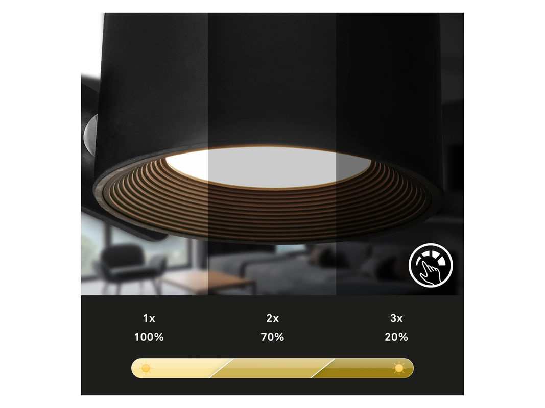 BRILONER 2er Set kabellose LED-Wandleuchten in Schwarz mit integriertem Akku und 3-Stufen Touchdimmer - Bild 3