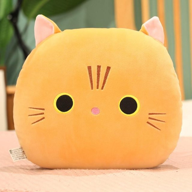 Yiran Health & Beauty Rundes Katzenkissen aus Plüsch in Orange, Durchmesser: 30 cm - Bild 1