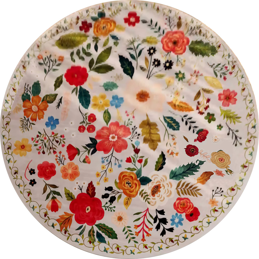 VIKAMA Runder Teppich mit Boho-Blumenmuster, Waschbar und Rutschfest, Multicolour, Durchmesser: 120 cm - Bild 4