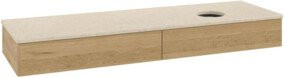 V&B Waschtischunterschrank Antao ohne Frontstruktur mit Beleuchtung in Honey Oak und Botticino, B/T: 160 x 50 cm - Bild 1