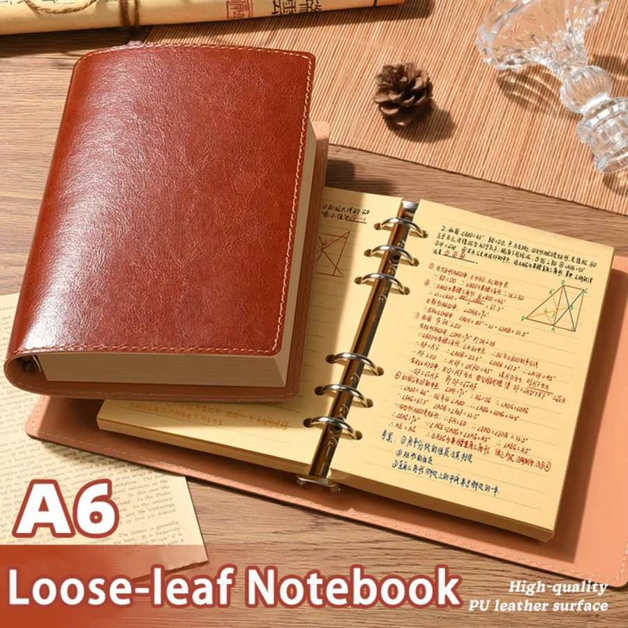 A5 Notizbuch mit Loseblattsystem aus braunem PU-Leder, liniertes Reisetagebuch und abnehmbare Hülle - Bild 4