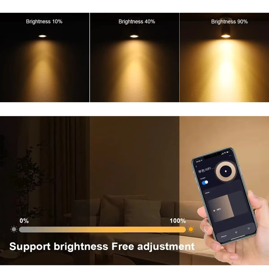 Gyarfas Smarter Tuya Mini-LED-Strahler in Weiß mit App- und Sprachsteuerung für Alexa und Google Home, 45 Grad verstellbar - Bild 2