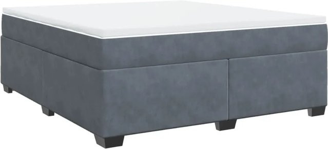 vidaXL Boxspringbett mit Matratze Hybrid-Design aus Samt in Dunkelgrau, B/T: 180 x 200 cm - Bild 1