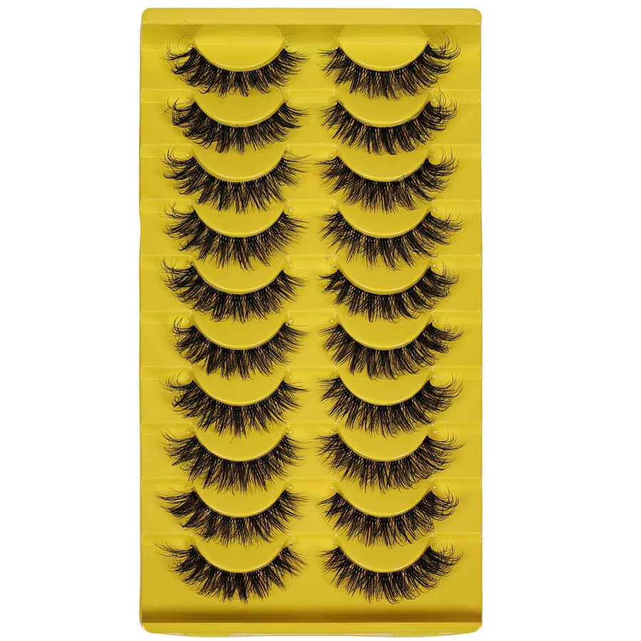 JIEFUXIN Künstliche Wimpern Wispy Lashes 3D Volumen, 10 Paar, Black - Bild 6