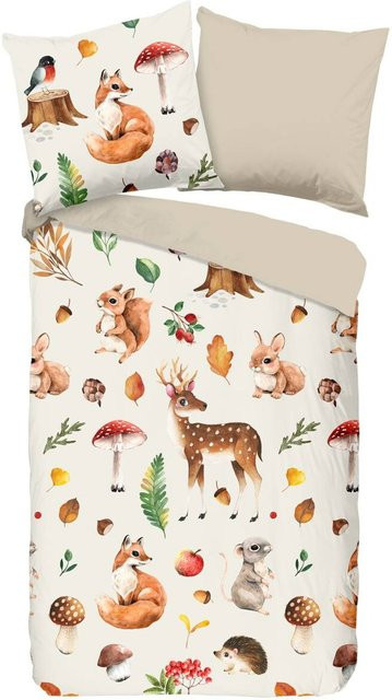 Good Morning Bettwäsche Set Autumn Flanell aus Baumwolle, Mehrfarbig, B/H: 135 x 200 cm und 80 x 80 cm - Bild 1
