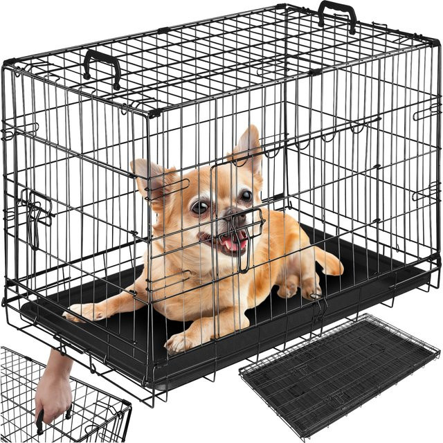 tectake Hundekäfig Gitterbox Luna klappbar Schwarz B/T/H: 78 x 48 x 52,5 cm - Bild 1