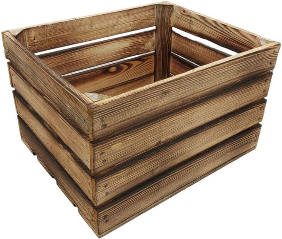 BURI Deko-Holzkiste Natur Geflammt in Braun, Rustikale Obstkiste und Weinkiste, B/T/H: 20 x 20 x 31.5 cm - Bild 1