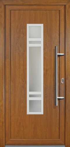 Meeth Kunststoff-Haustür Signum Exklusiv in Golden Oak mit satiniertem Glaseinsatz, nach innen öffnend, ohne Türgriff, Höhe: 200,0 cm, Breite: 88,0 cm, Tiefe: 32,56 cm - Bild 1