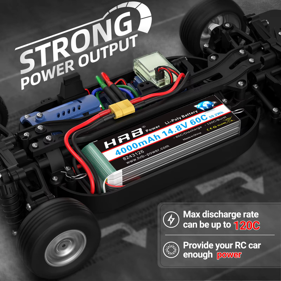 HRB 4S LiPo Akku 14,8 V 4000 mAh mit XT60 Stecker für RC FPV Drohnen, Flugzeuge und Racing-Modelle - Bild 3