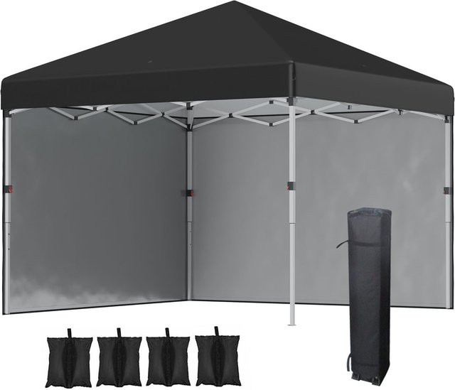 Outsunny Faltpavillon Schwarz aus Polyester und Stahl mit Tragetasche B/T/H: 297 x 297 x 274 cm - Bild 1