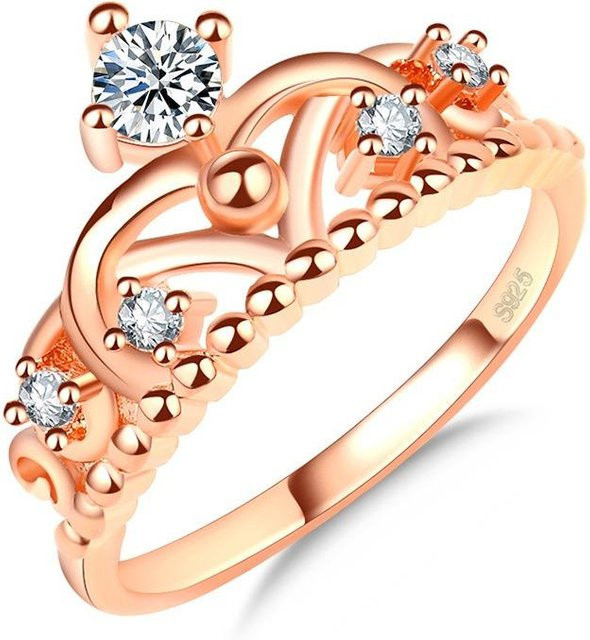 YIRAN Kronen-Roségoldring, Zirkonia, Damen - Bild 1