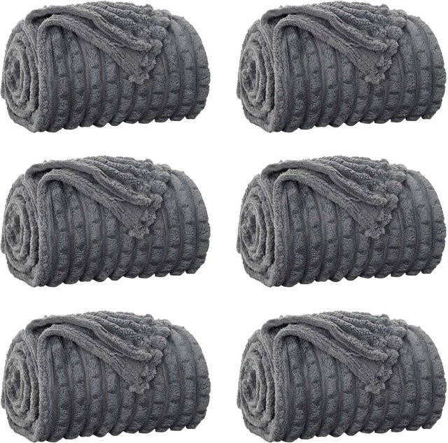 6er Set vidaXL Wohndecken aus Fleece in Dunkelgrau, B: 200 cm, T: 150 cm - Bild 1