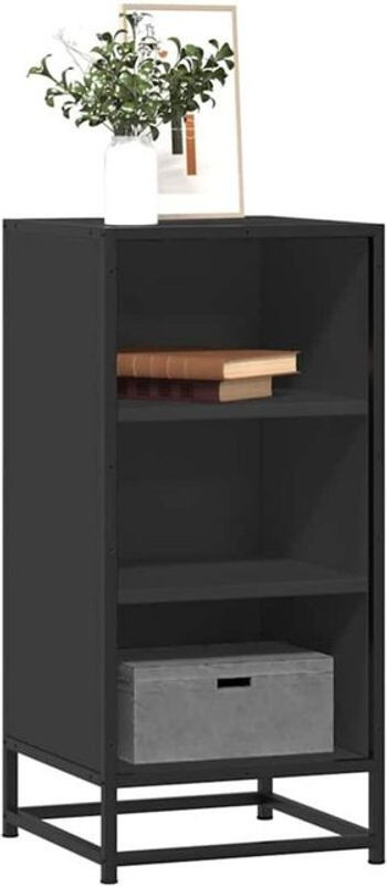 Vidaxl Sideboard im Industrial Design aus Holzwerkstoff und Metall, Schwarz, B/T/H: 35,5 x 35 x 76 cm - Bild 1