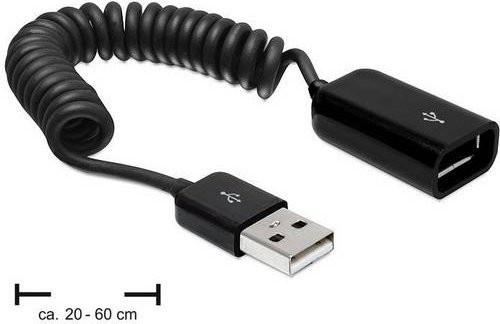 Delock USB 2.0 Kabel mit USB-A Stecker und USB-A Buchse, Schwarz, 0,6 m - Bild 1