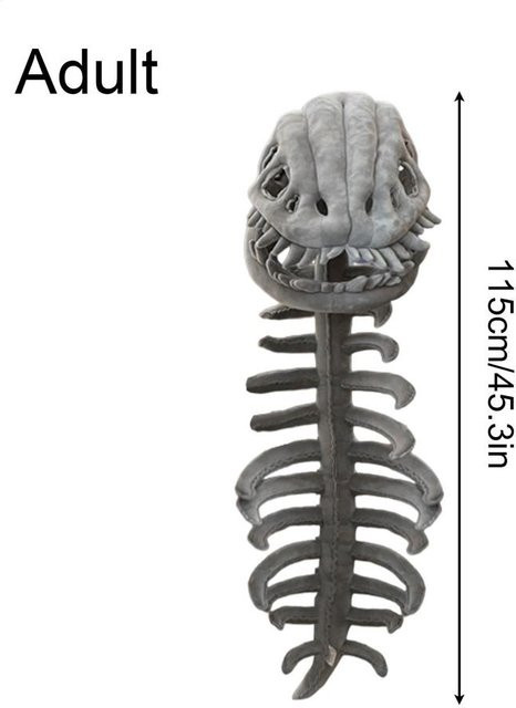 Skelett Dinosaurier Kostüm Plüsch Kuscheltier, Grau, ab 14 Jahren - Bild 1