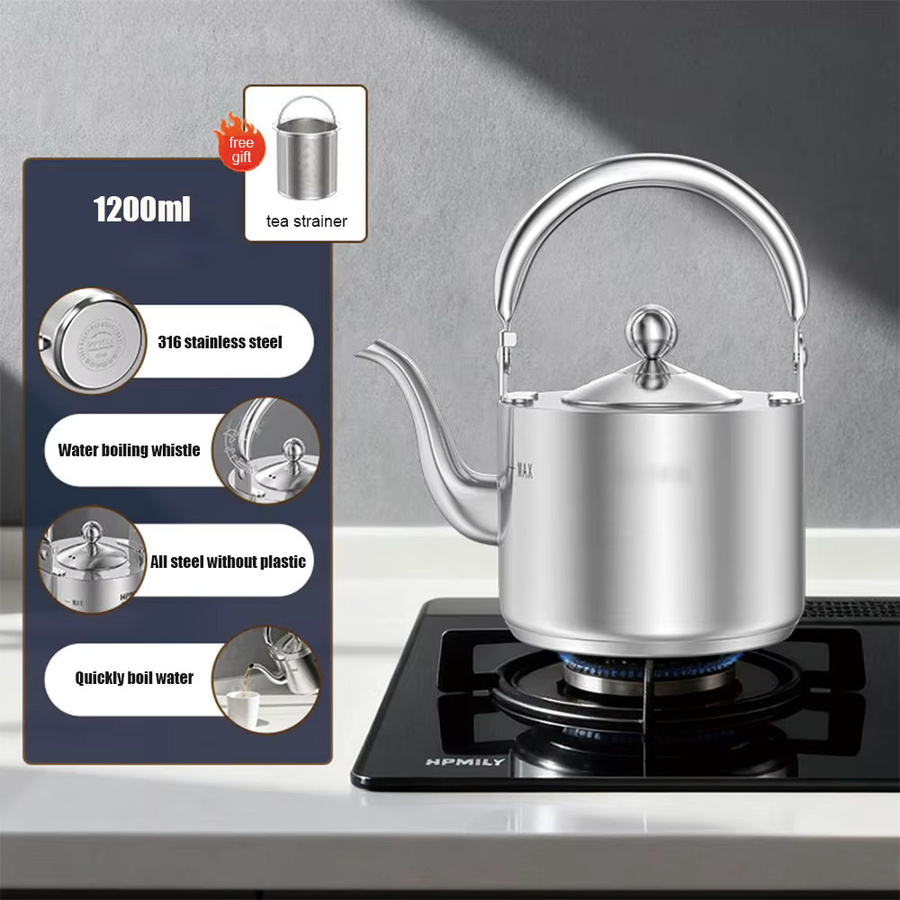 ENERGE SPRING Teekessel aus Edelstahl mit Teesieb, Silber, 1,5 l - Bild 2