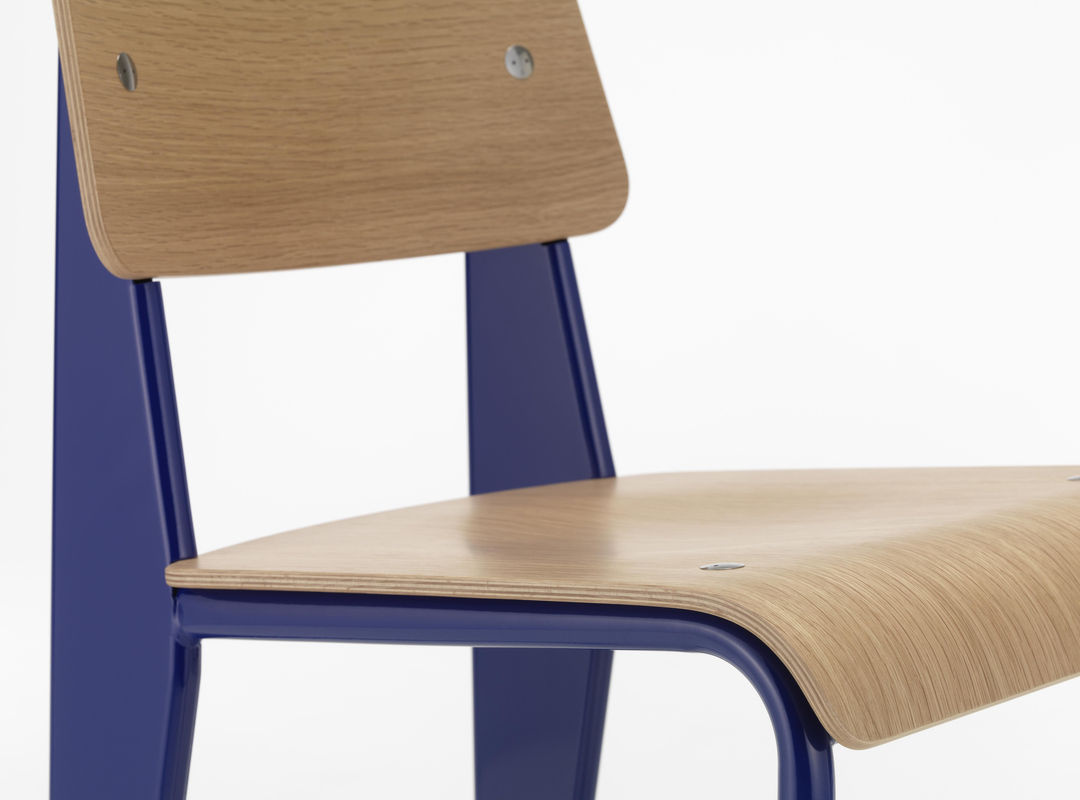 Vitra Standard Stuhl in Blau aus Massivholz und pulverbeschichtetem Metall im modernen Design - Bild 2