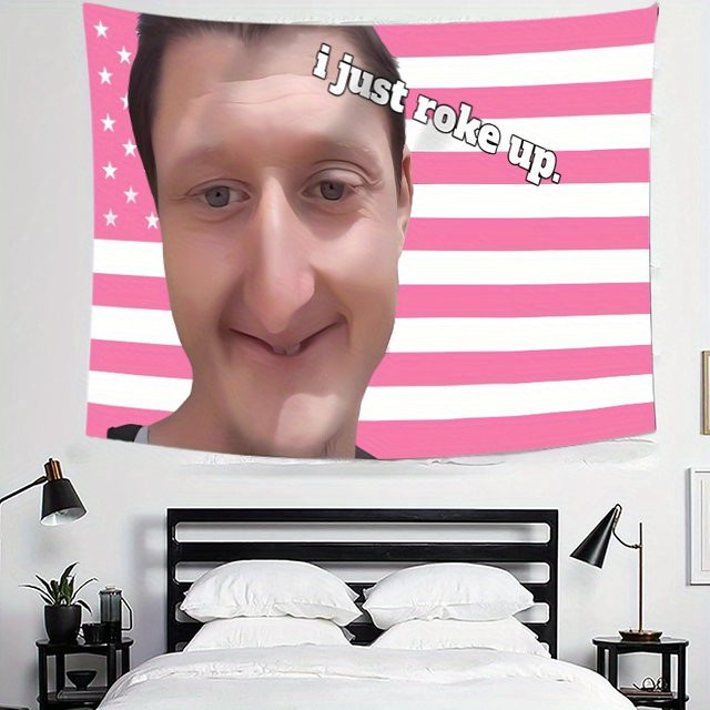D-DanielLarson Wandteppich mit lustigem I Just Roke Up Design und amerikanischer Flagge in Rosa, B: 60 cm, H: 40 cm - Bild 1