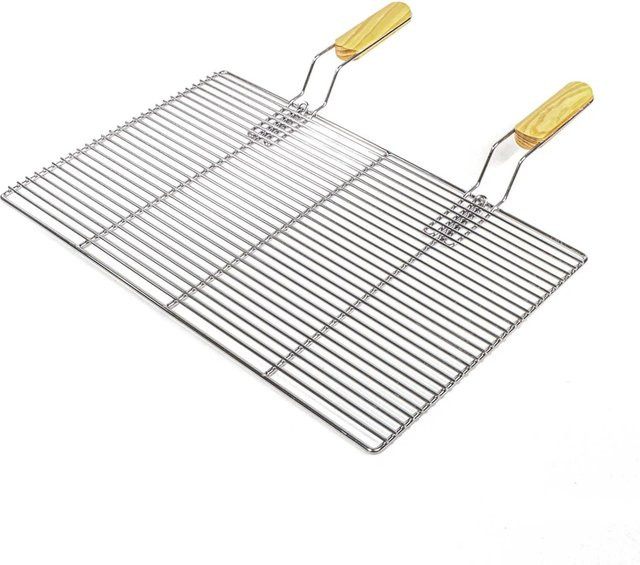 Wiltec Grillrost Eckig aus Edelstahl mit Handgriffen für Gasgrill und Kugelgrill, Farbe: Silber, B/T: 67 x 40 cm - Bild 1