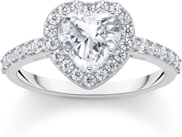 Thomas Sabo Halo-Ring Herzform, 925 Silber, Zirkonia, Damen, Ringgröße 54 - Bild 1