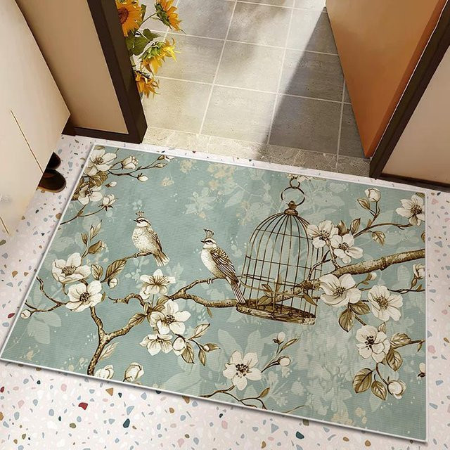 Absorbierende Badezimmer Matte in Blau, schnelltrocknend und rutschfest, B/T: 60 x 40 cm - Bild 1