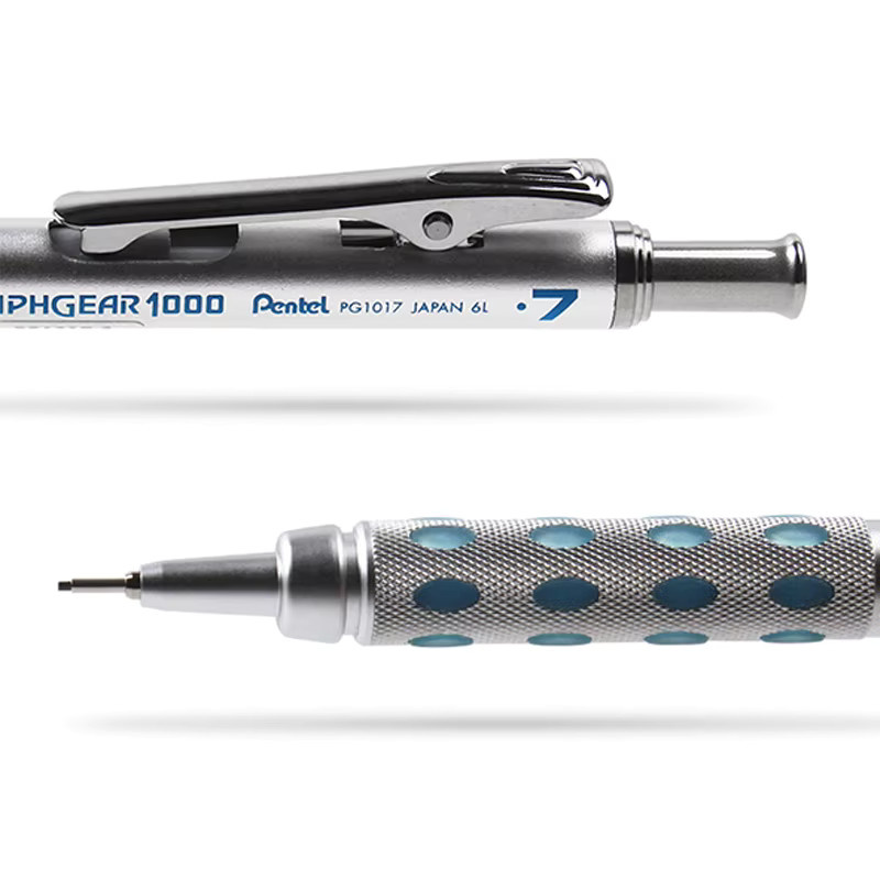 Pentel GraphGear 1000 Druckbleistift aus Metall in Silber mit HB Mine und Teleskop-Schutzrohr - Bild 2