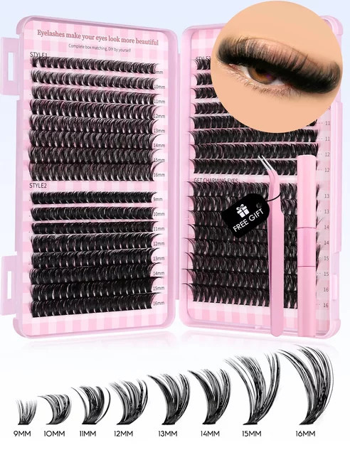 GROINNEYA Wimperncluster-Set, 640-teilig, Black, Matt, Unisex - Bild 1