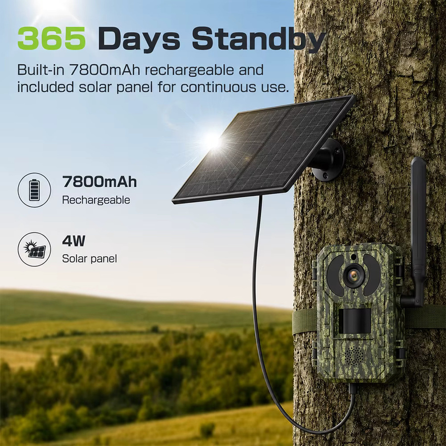 REHENTINT 4G-SIM Solar-Wildkamera mit 2K HD Auflösung und 940nm Infrarot-PIR-Sensor, wasserdicht für Heimsicherheit und Wildtierbeobachtung - Bild 2